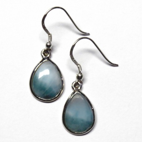 Ohrhänger Larimar Tropfen, 11x16 mm, 925er Silber