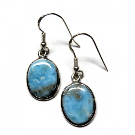 Ohrhänger Larimar Oval, 12x16 mm, 925er Silber
