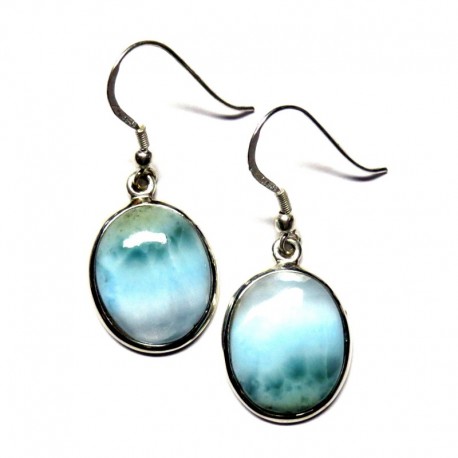 Ohrhänger Larimar Oval, 14x19 mm, 925er Silber