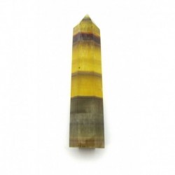 Kristallspitze poliert Fluorit bunt mit gelb 9 - 10 cm