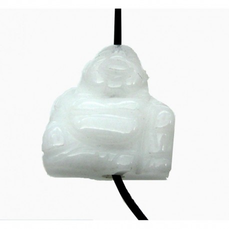 Buddha von oben gebohrt Schneequarz 2 cm