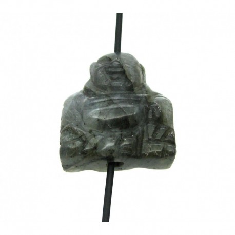 Buddha von oben gebohrt Labradorit grün 2 cm