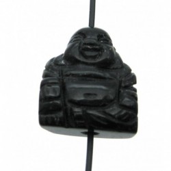 Buddha von oben gebohrt Obsidian schwarz 2 cm