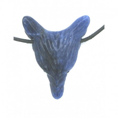 Anhänger Wolfskopf Sodalith flach 3x3,5 cm