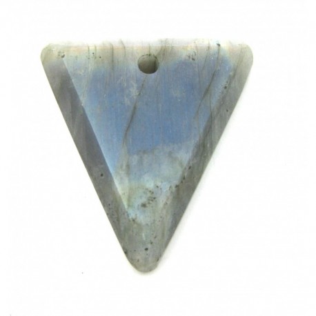Anhänger Labradorit grau mit Blauschiller Dreieck 4,5 cm frontgebohrt
