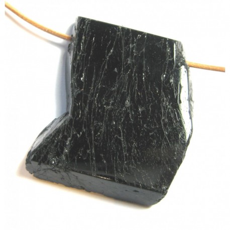 Turmalin schwarz Schörl Anschliff Kanten roh gebohrt 5 cm