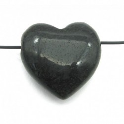 Herz gebohrt Obsidian Silber B 30 mm