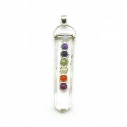Chakra-Anhänger Bergkristall mit 7 Chakrensteinen 7 cm 925er Silber