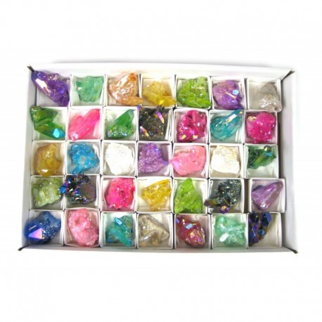 Bergkristall Gruppen behandelt farbig 5 cm VE 35 Stück