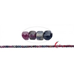 Strang Würfel Rubin/Safir facettiert 4 mm