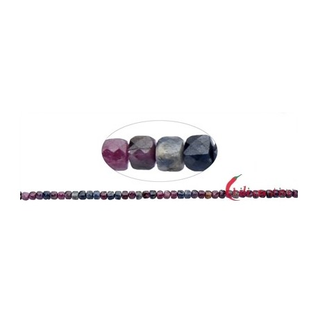 Strang Würfel Rubin/Safir facettiert 4 mm