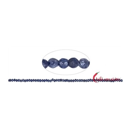 Strang Kugel Safir facettiert 2 mm (38cm)