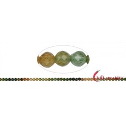 Strang Kugel Turmalin (grün-oliv) facettiert 3 mm