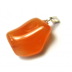 Trommelstein-Anhänger Carneol natur 925er Silber