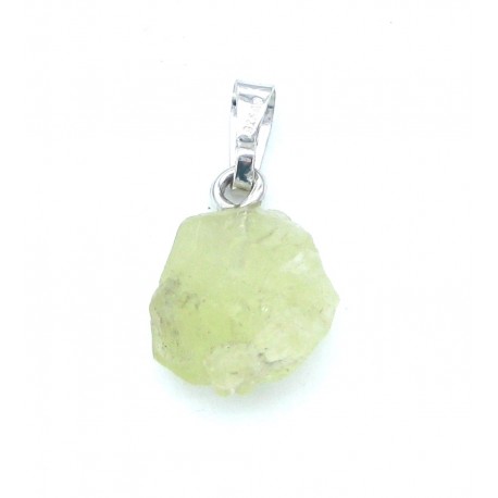 Roh-Steinanhänger Brasilianit 12-14 mm mit 925er Silber-Öse