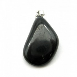 Trommelstein-Anhänger Schungit (Steinkohle) mit 925er Silberöse