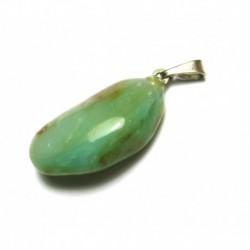 Trommelstein-Anhänger Chrysopal Andenopal blau 2-2,5 cm 925er Silberöse