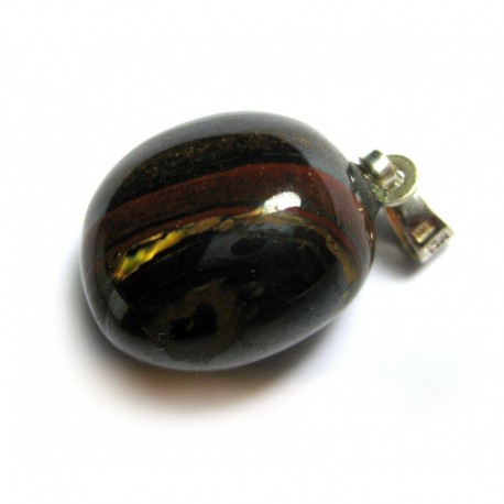 Trommelstein-Anhänger Tigereisen 2-2,5 cm 925er Silberöse