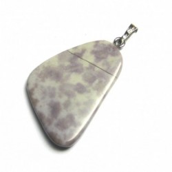 Trommelstein-Anhänger Lavendel-Jade flach 2,5-3 cm mit 925er Silber-Öse