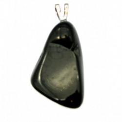 Trommelstein-Anhänger Gagat 2-2,5 mit fester 925er Silber-Öse