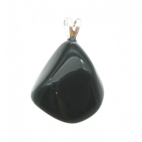 Trommelstein-Anhänger Onyx mit fester 925er Silber-Öse