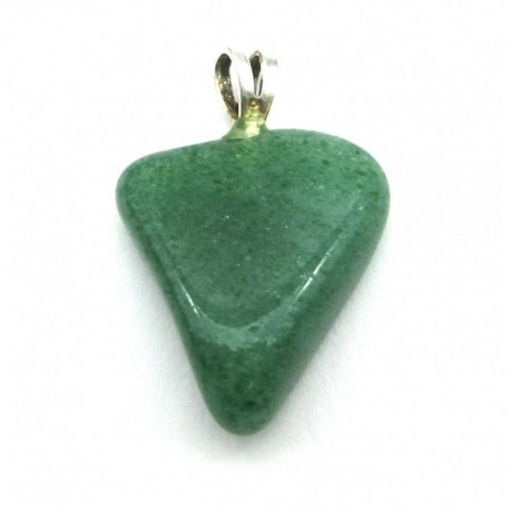 Trommelstein-Anhänger Grünquarz 2 - 2,5 cm mit fester 925er Silber-Öse