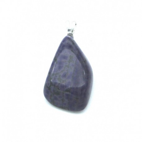 Trommelstein-Anhänger Sugilith 0,8 - 1 cm mit fester 925er Silber-Öse