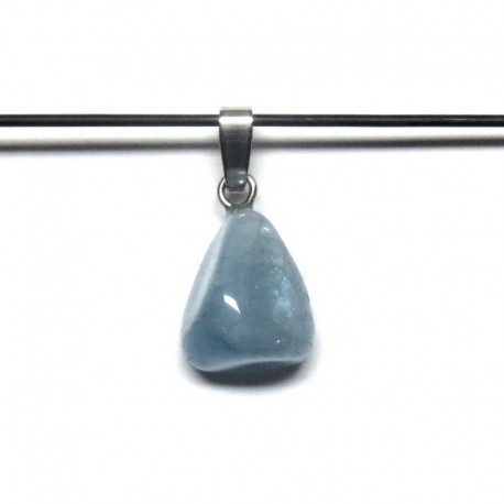 Trommelstein-Anhänger Aquamarin A 1,5 - 2,0 cm 925er Silberöse