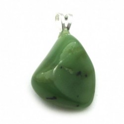Trommelstein-Anhänger Nephrit 1,5- 2 cm mit fester 925er Silber-Öse