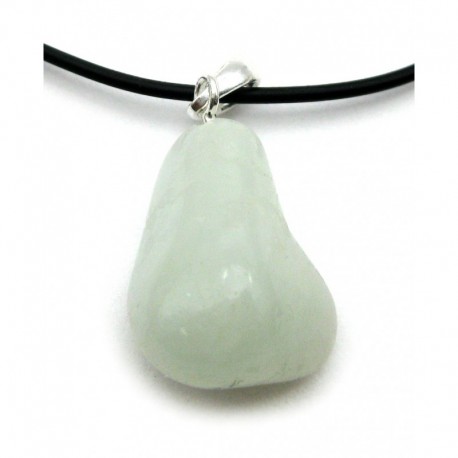 Trommelstein-Anhänger Aquamarin hell 1,5 - 2,0 cm 925er Silberöse