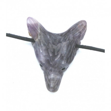 Anhänger Wolfskopf Amethyst flach 3x3,5 cm