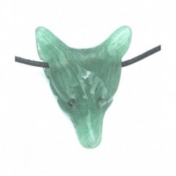 Anhänger Wolfskopf Grünquarz flach 3x3,5 cm