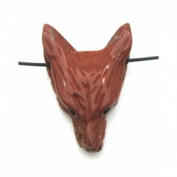 Anhänger Wolfskopf Jaspis rot flach 3 x 3,5 cm