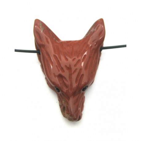 Anhänger Wolfskopf Jaspis rot flach 3 x 3,5 cm
