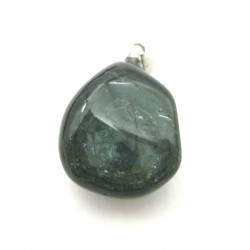 Trommelstein-Anhänger Turmalin grün 925er Silber