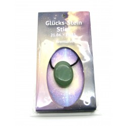Linsenstein gebohrt mit Band auf Astro-Karte  Stier/Aventurin
