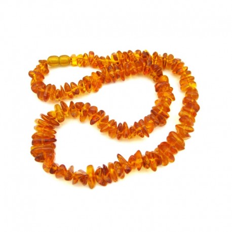 Bernsteinkette 45 cm mit Drehverschluß cognacfarbener Bernstein
