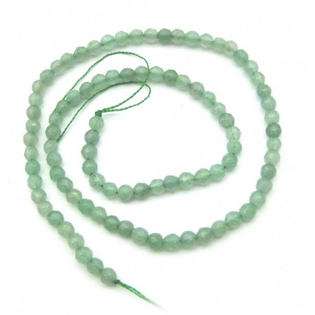 Strang Kugel Aventurinquarz grün rundlich facettiert 4 mm 38 cm lang