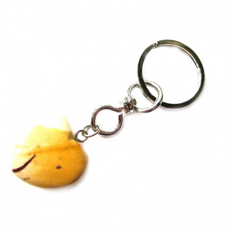 Schlüsselanhänger Herz Mookait ocker mit weinrot