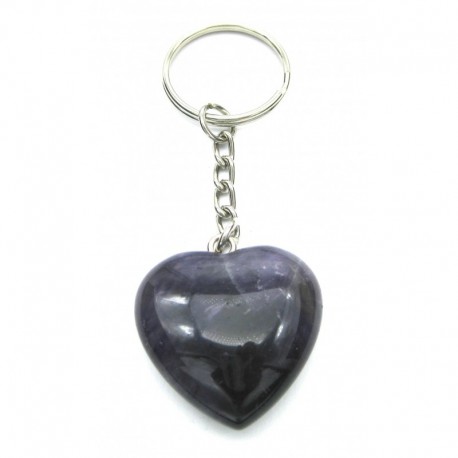 Schlüsselanhänger Herz Amethystquarz dunkel 3 cm
