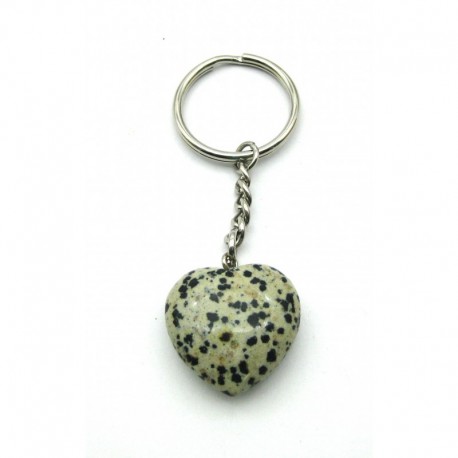 Schlüsselanhänger Herz Dalmatinerstein (Aplit) 3 cm