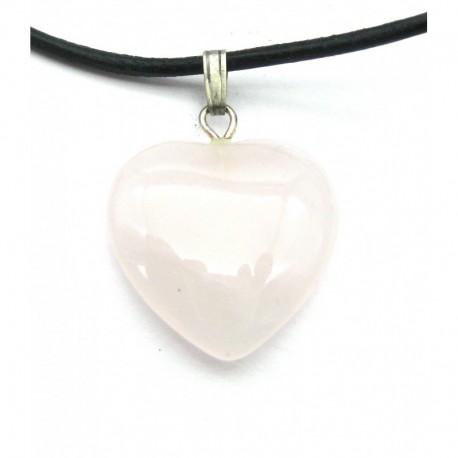 Herz Anhänger mit Öse Rosenquarz inkl. schwarzen Lederband