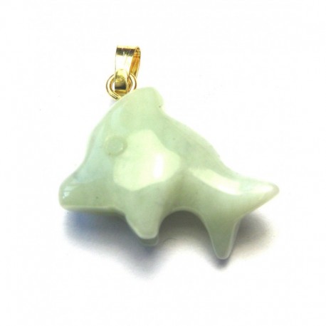 Delfin Serpentin grün 2 cm mit Messing-Öse