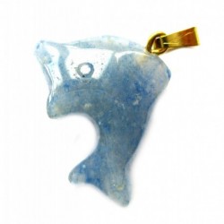 Delfin Blauquarz 2 cm mit Messing-Öse