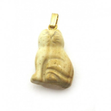 Katze Marmor ocker 2 cm mit Messing-Öse