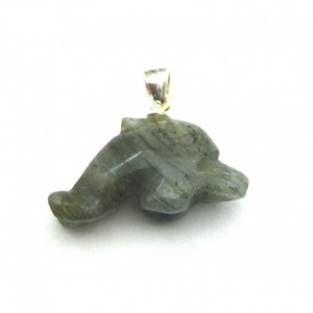 Delfin mit 925er Silberöse 2,2 cm Labradorit grün