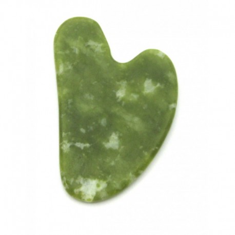 Gua Sha Serpentin grün 7,5 x 4,5 cm geschwungene Form