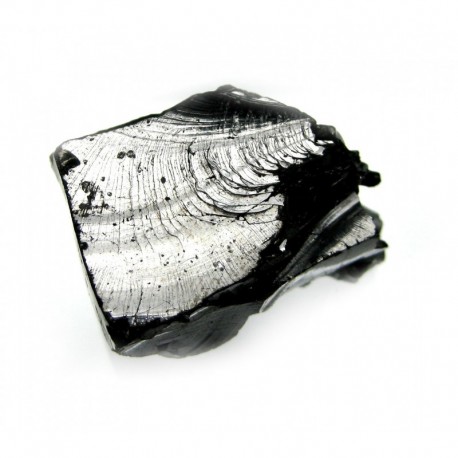 Rohstein Schungit (Steinkohle) A silbrig glänzend 4 cm