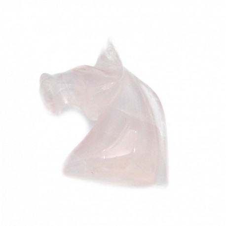 Tiergravur Pferdekopf Rosenquarz 5 cm