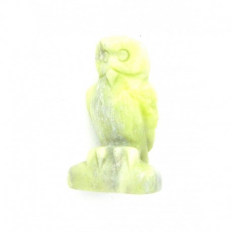 Tiergravur Eule Serpentin hellgrün opak 3 cm